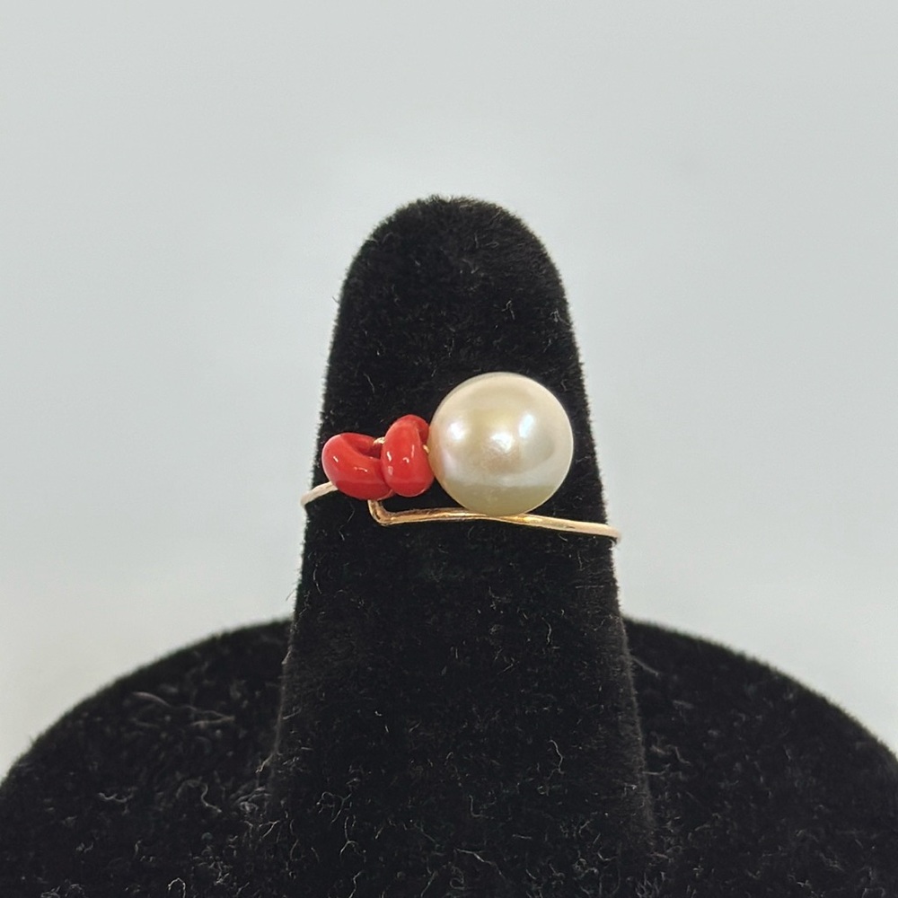 10k real solid gold Seawater Pearl corals Ring